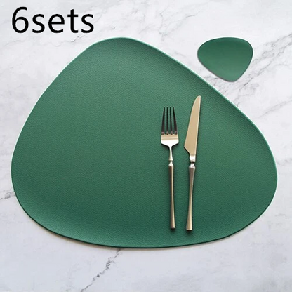 Table Mat Table Mat Placemat Table Mat Heat Insulation PU Leather Placemats Coaster Bowl Kitchen Non-slip