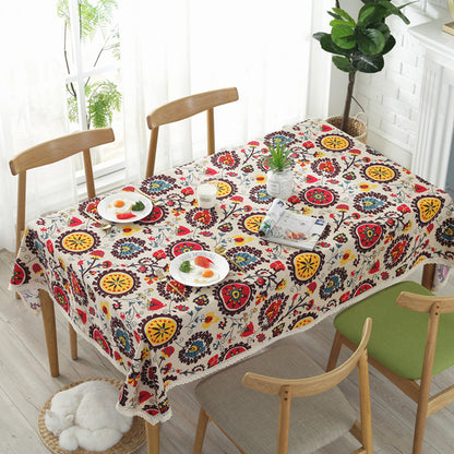 Sunflower cotton and linen table cloth