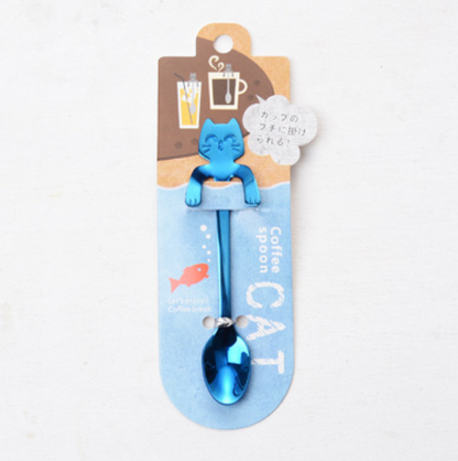 Cross-border 304 Stainless Steel Spoon Cartoon Cat Handle Hanging Coffee Spoon