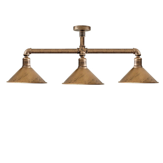 Ceiling Light Retro Vintage Industrial Flush Mount Brushed Copper Pipe