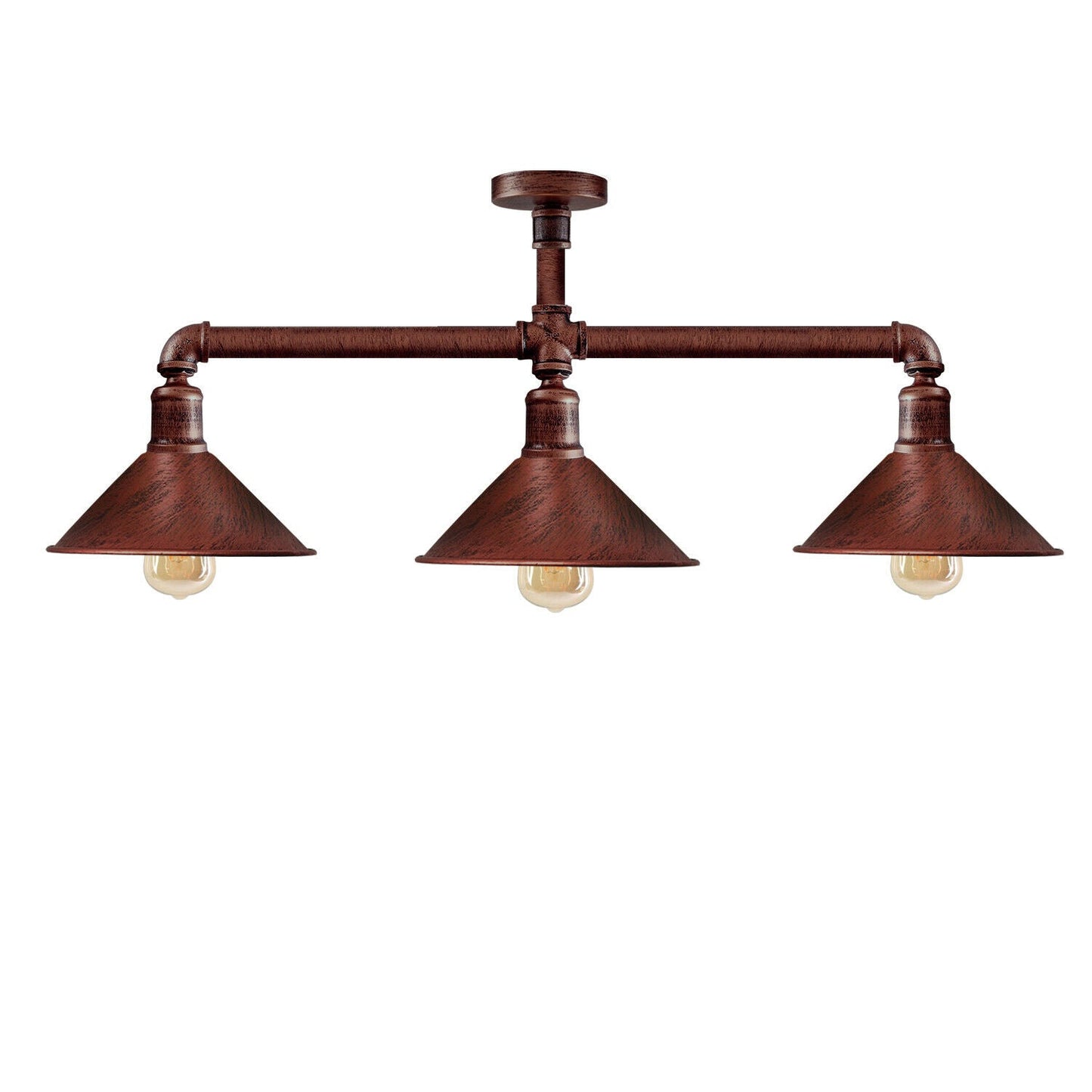 Ceiling Light Retro Vintage Industrial Flush Mount Rustic Red Pipe