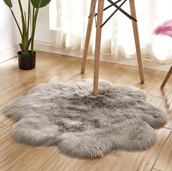 Artificial Woolen Carpet Rug Floral Shape Sheepskin Hairy Carpet Faux Mat Seat Pad Fur Warm Tapetes Floor Mat Soft Area Rug