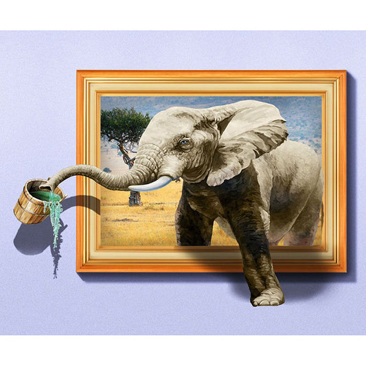 Elephant receiving water cross stitch