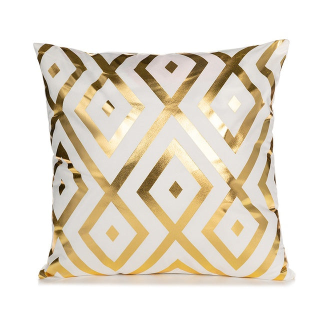 Elegant White and Gold Decorative Pillow Covers