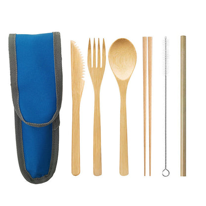 Portable Travel Bamboo Cutlery Cutlery Stainless Steel Straw Chopsticks Cutlery Set