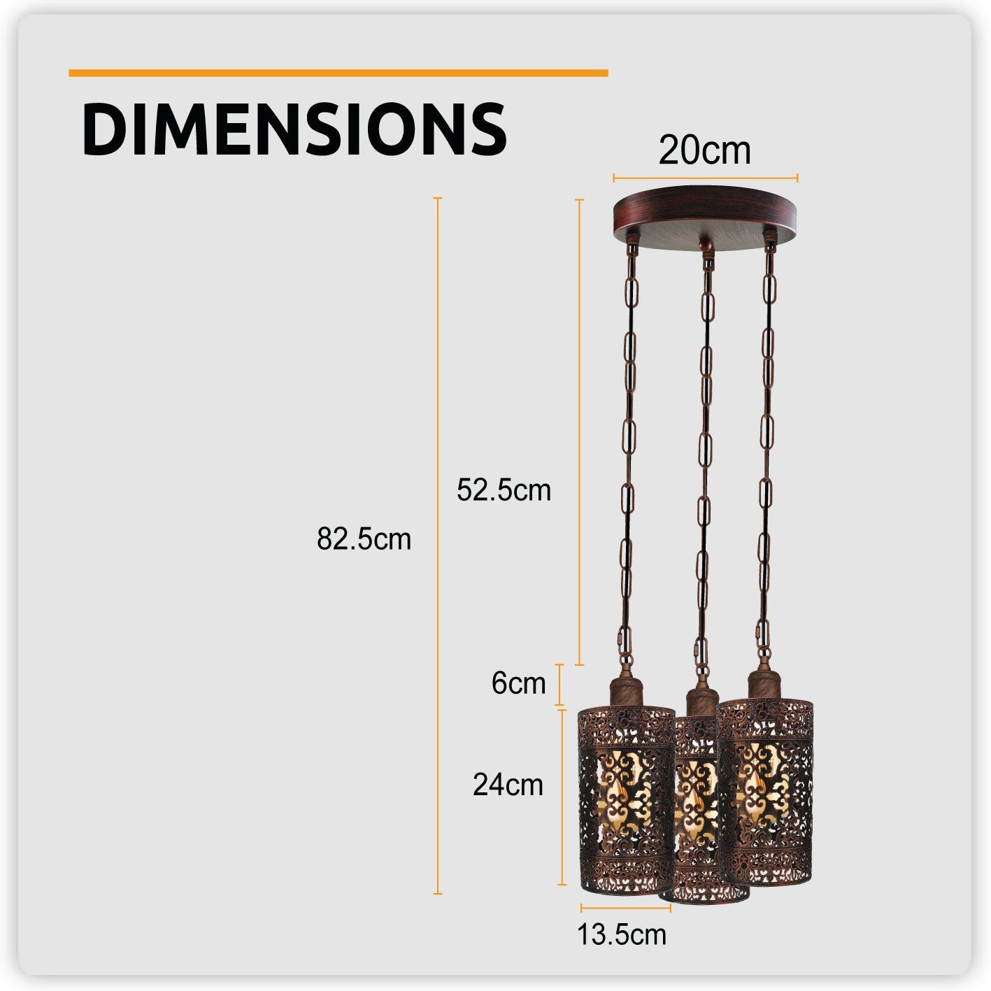 Pendant Light 3 Way Ceiling Barrel Cage Lighting Fixture ~3933