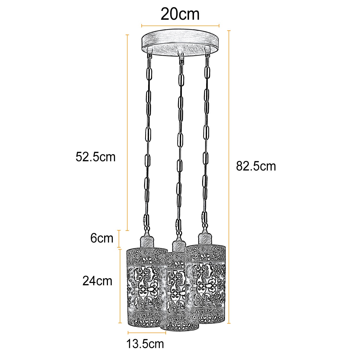 Pendant Light 3 Way Ceiling Barrel Cage Lighting Fixture ~3933