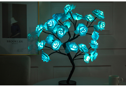 Rose Flower Lamp USB Battery Operated LED Table Lamp Bonsai Tree Night Lights Garland Bedroom Decoration Lights Home Decor