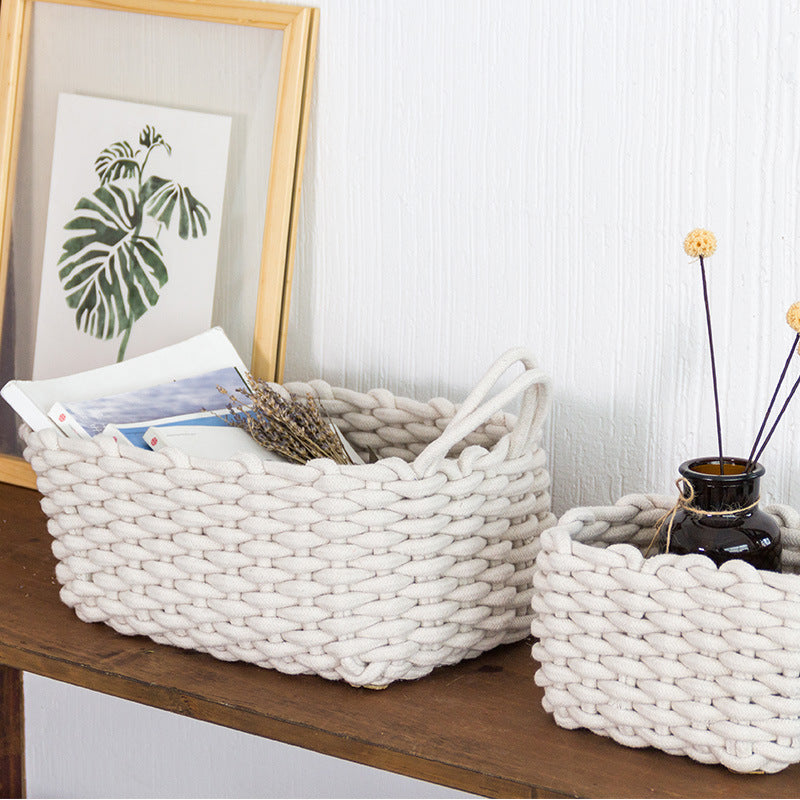 Nordic Wind Hand-woven Thick Cotton Rope Storage Box Simple Storage Basket