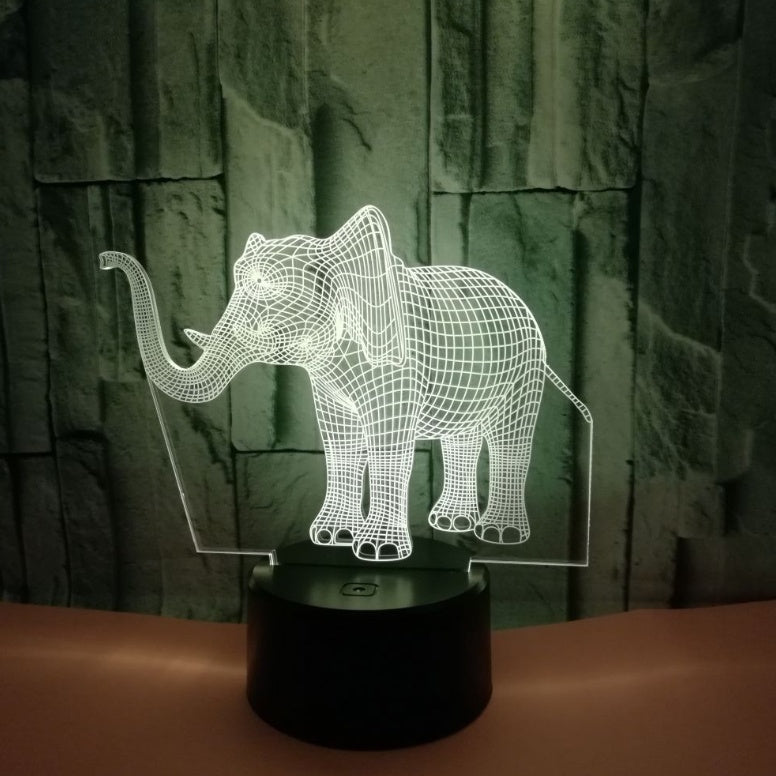 New elephant 3D light Colorful touch 3D LED visual light Gift decoration 3D small table lamp