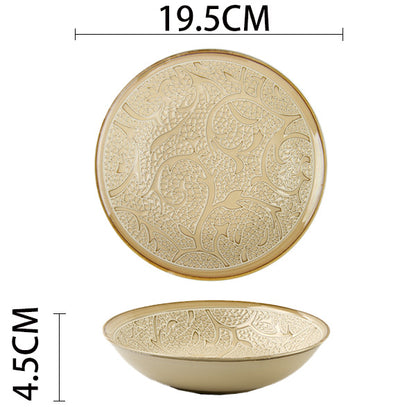 Creative Ceramic Dish Dish Home Deep Dish Straw Hat Bowl Hotel Tableware