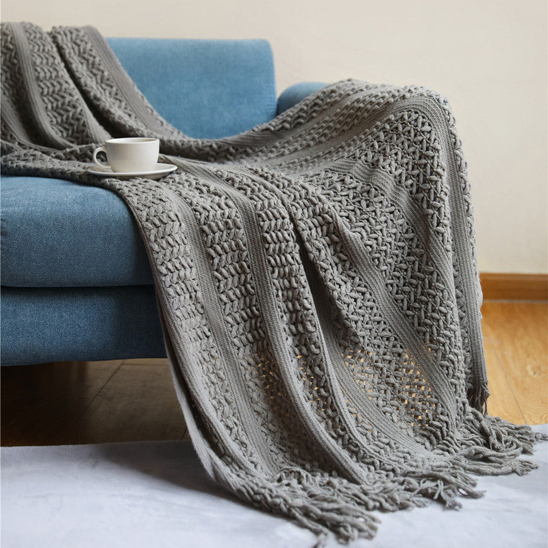 Nordic Sofa Blanket Knitting Homestay Hotel Bed Flag