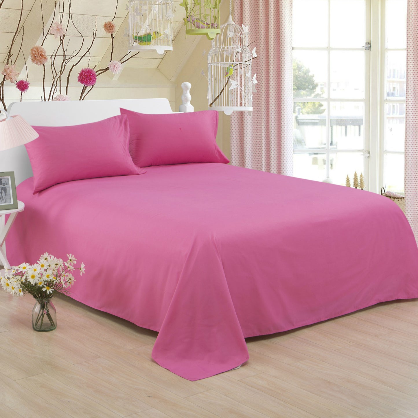 Pure Color Polyester Cotton Extra Bed Sheets Hotel Home