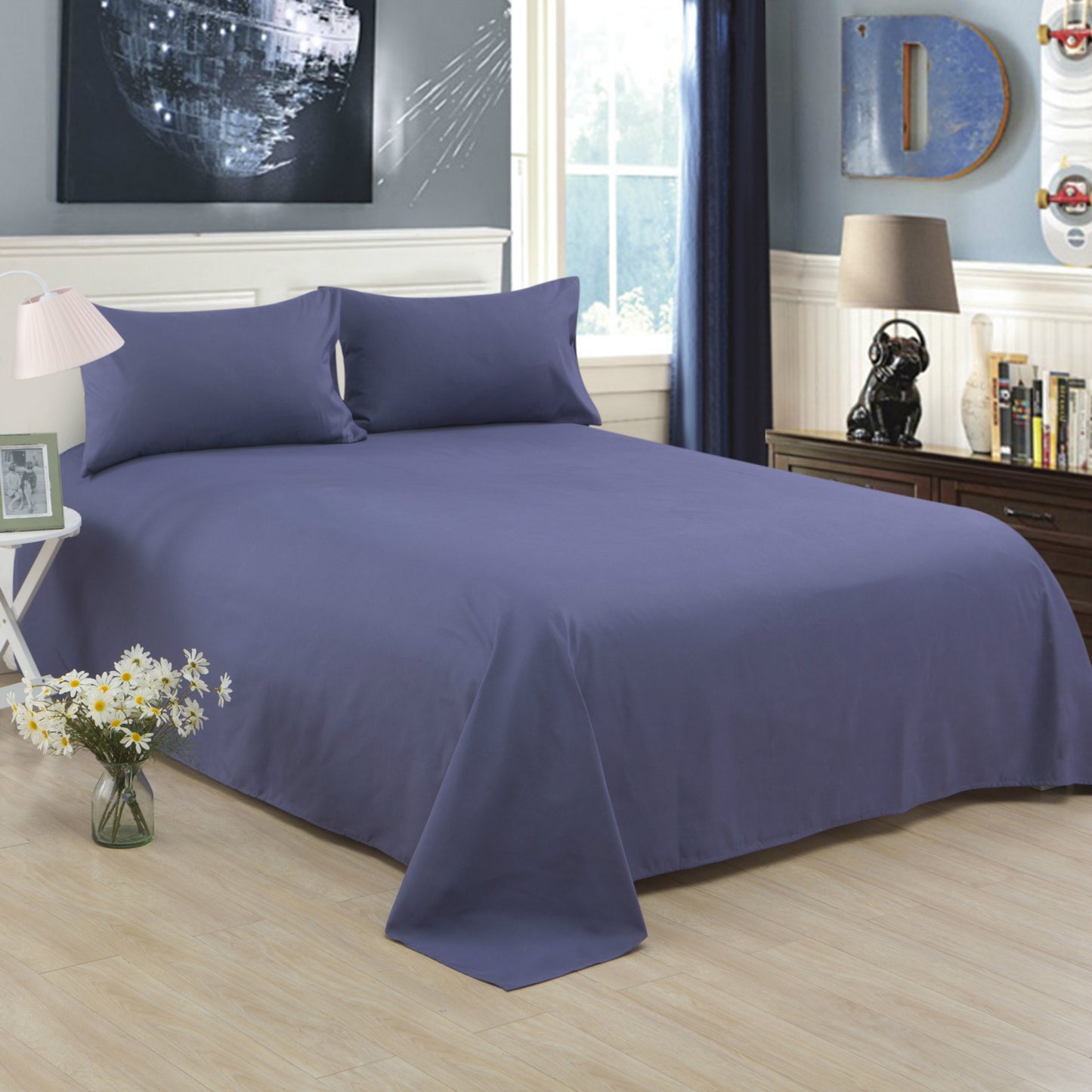 Pure Color Polyester Cotton Extra Bed Sheets Hotel Home