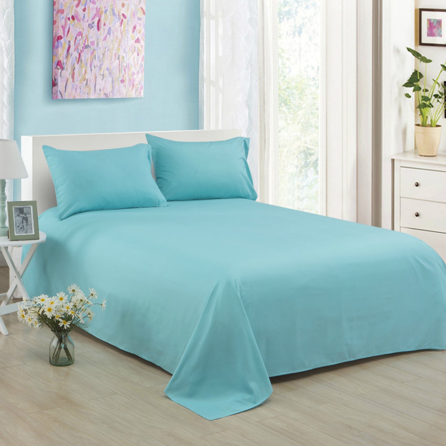 Pure Color Polyester Cotton Extra Bed Sheets Hotel Home