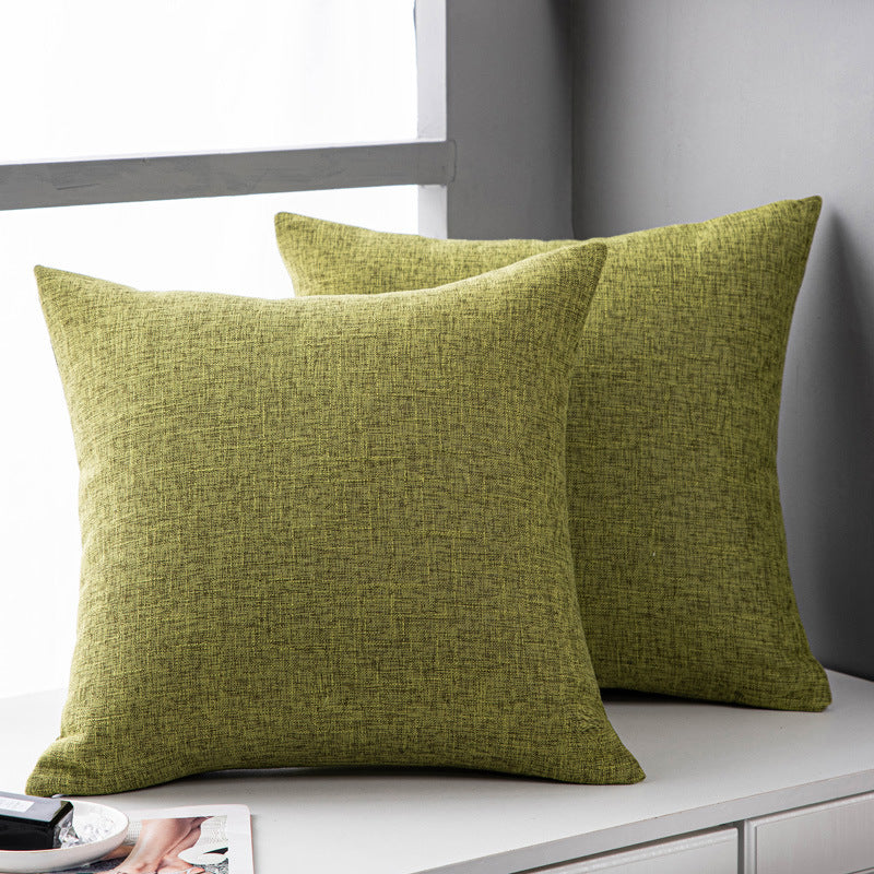 Solid Color Linen Sofa Pillow Cushion Living Room Pillow Cover