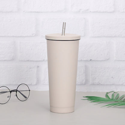 Creative Coffee Cup with Stainless Steel Straw Cup Insulation Cup