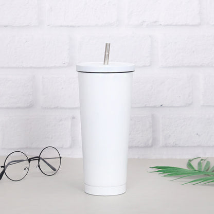 Creative Coffee Cup with Stainless Steel Straw Cup Insulation Cup