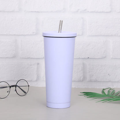 Creative Coffee Cup with Stainless Steel Straw Cup Insulation Cup