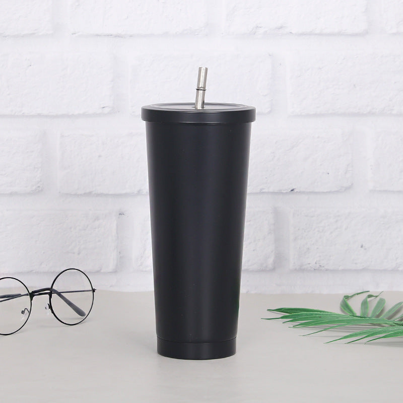 Creative Coffee Cup with Stainless Steel Straw Cup Insulation Cup