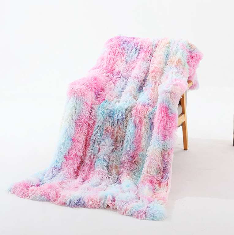 Plush Double-layer Blanket Sofa Cover Blanket Tie Dye Casual Blanket