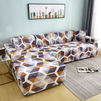 Geometric Design Spandex Corner Sofa Covers Long Elastic Material Couch Cases