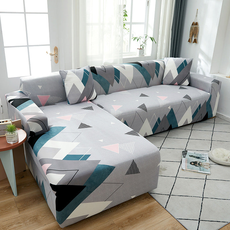 Geometric Design Spandex Corner Sofa Covers Long Elastic Material Couch Cases