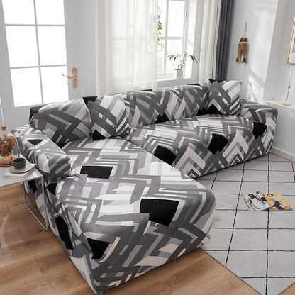 Geometric Design Spandex Corner Sofa Covers Long Elastic Material Couch Cases