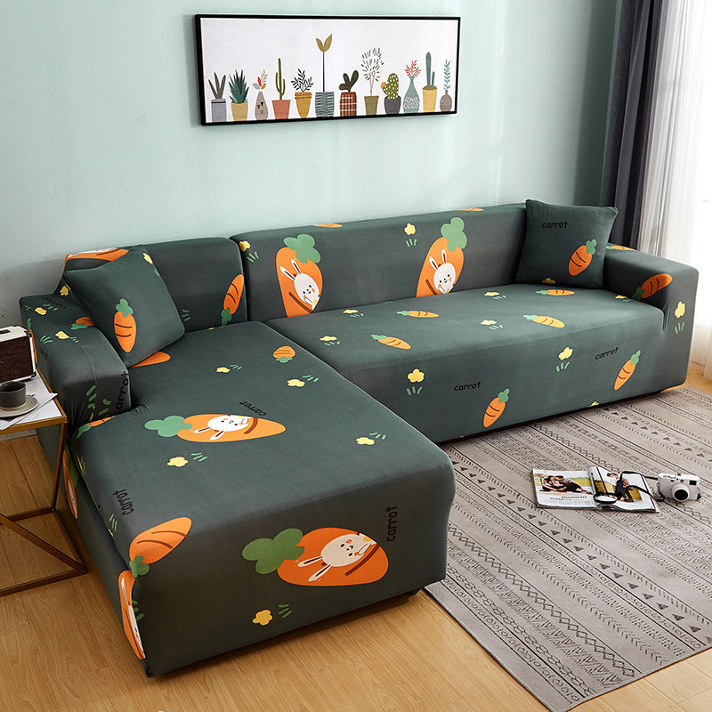 Geometric Design Spandex Corner Sofa Covers Long Elastic Material Couch Cases