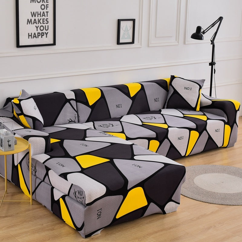 Geometric Design Spandex Corner Sofa Covers Long Elastic Material Couch Cases