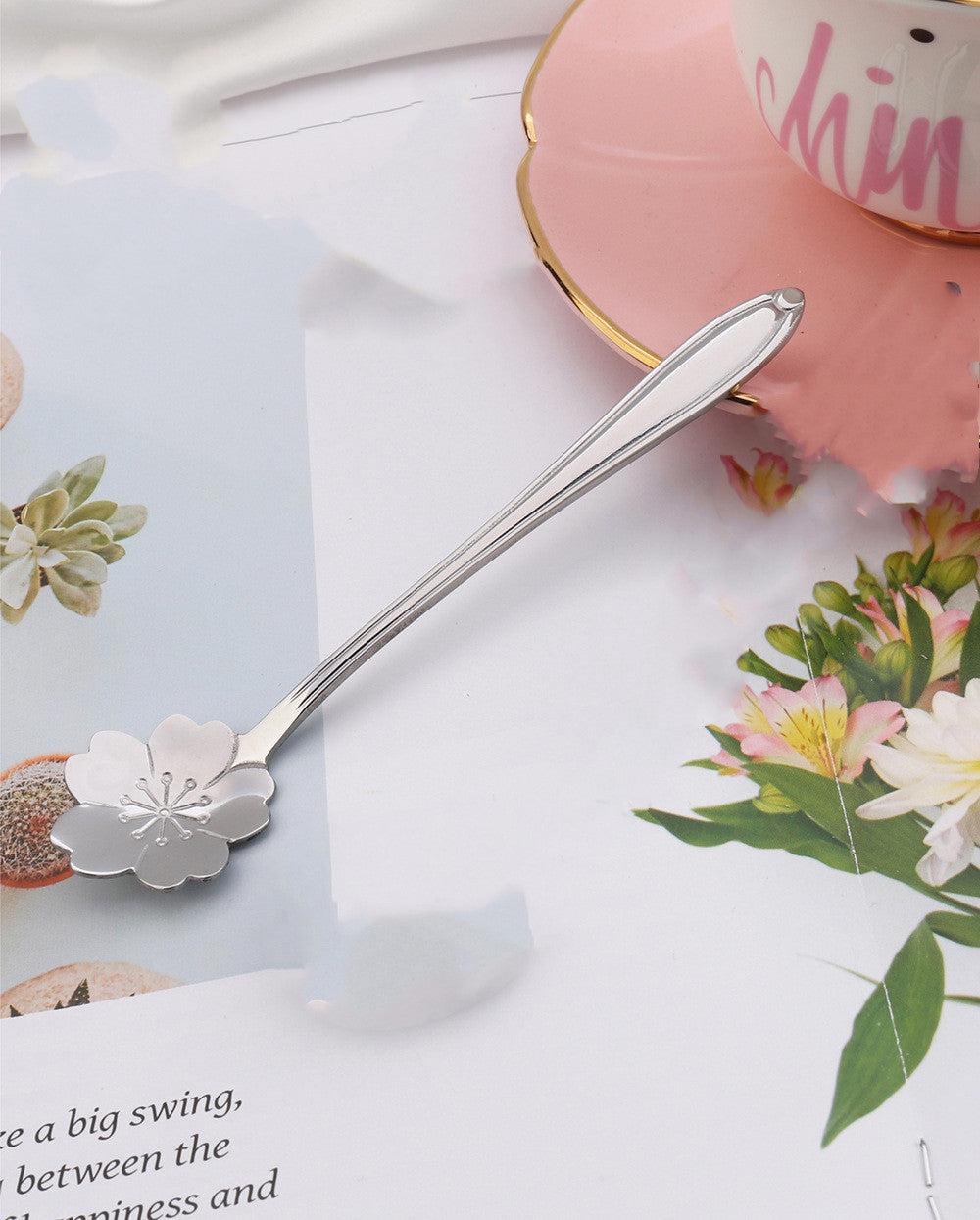 Teaspoons Rose Shaped Flower Stainless Steel Kitchen Tableware Handle Cutlery Mini Dessert Tea Dining Spoon For Snacks