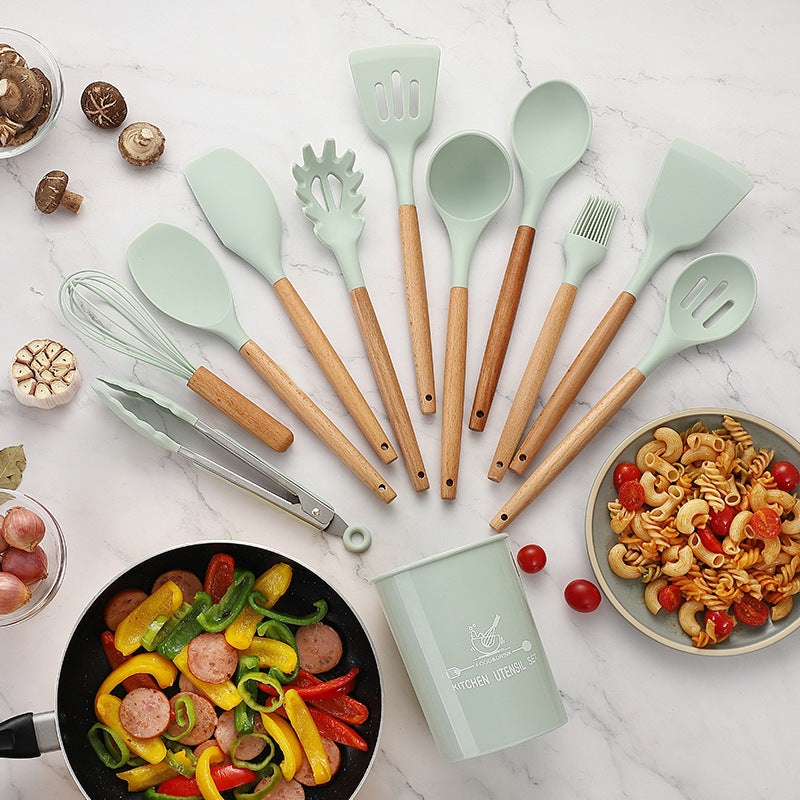 New Color Wooden Handle Combo Set 12-piece Cooking Spoon and Shovel Set