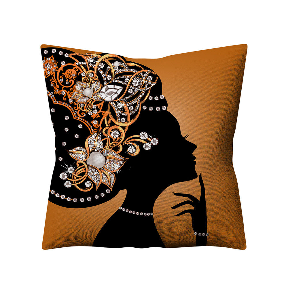 Retro Ethnic Style African Women Linen Pillowcase