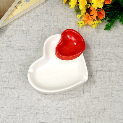 Red Heart Ashtray Creative Ceramic Handicraft Ornaments