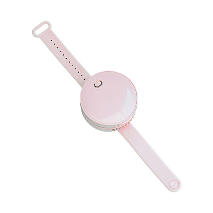 Portable Wrist Fan Mirror Leafless USB Rechargeable 3 Speed