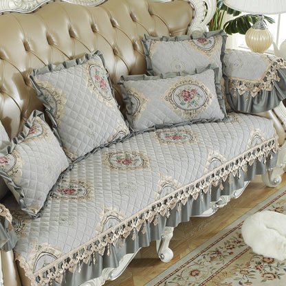 European Style Jacquard Chenille Sofa Cushion Four Seasons Universal Non Slip Solid Wood Cushion