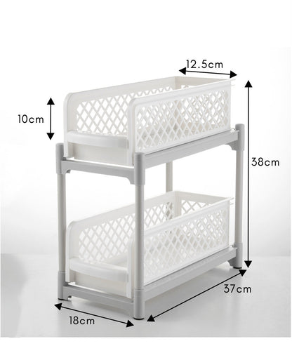 2 Tier Sliding Cabinet Basket Organizer Drawer Mesh Storage Organizer