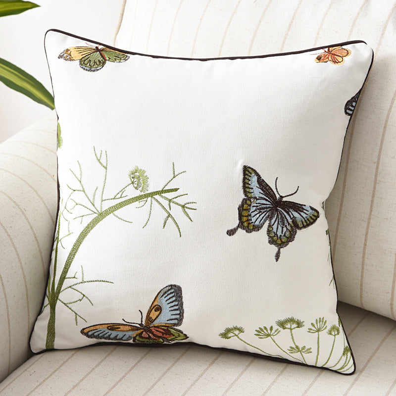 Flower, Bird And Butterfly Three-dimensional Embroidery Cushion Cover Without Core