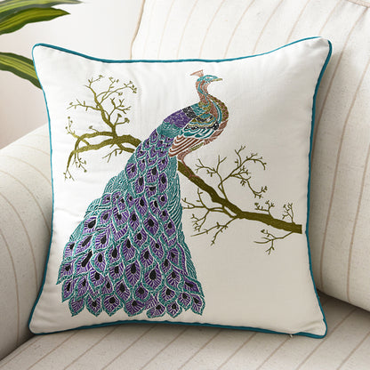 Flower, Bird And Butterfly Three-dimensional Embroidery Cushion Cover Without Core