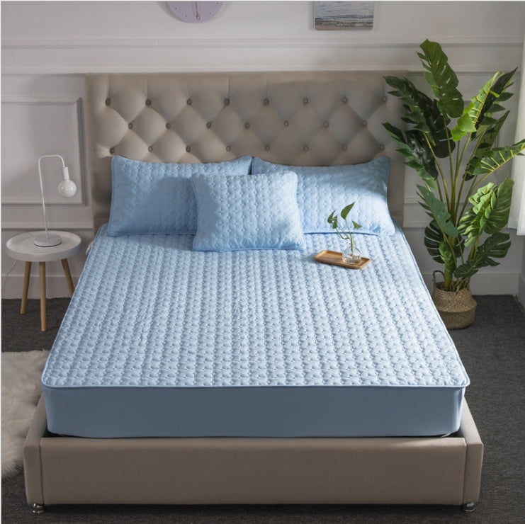 Solid Color Bed Sheet One-piece Cotton Bedspread Quilted Non-slip Mattress Cover Thick Simmons Protective Cover