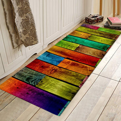 Kitchen Mat Bedroom Living Room Carpet Entrance Doormat Home Hallway Balcony Floor Mat Wood Pattern Bathroom Anti-Slip Long Rug