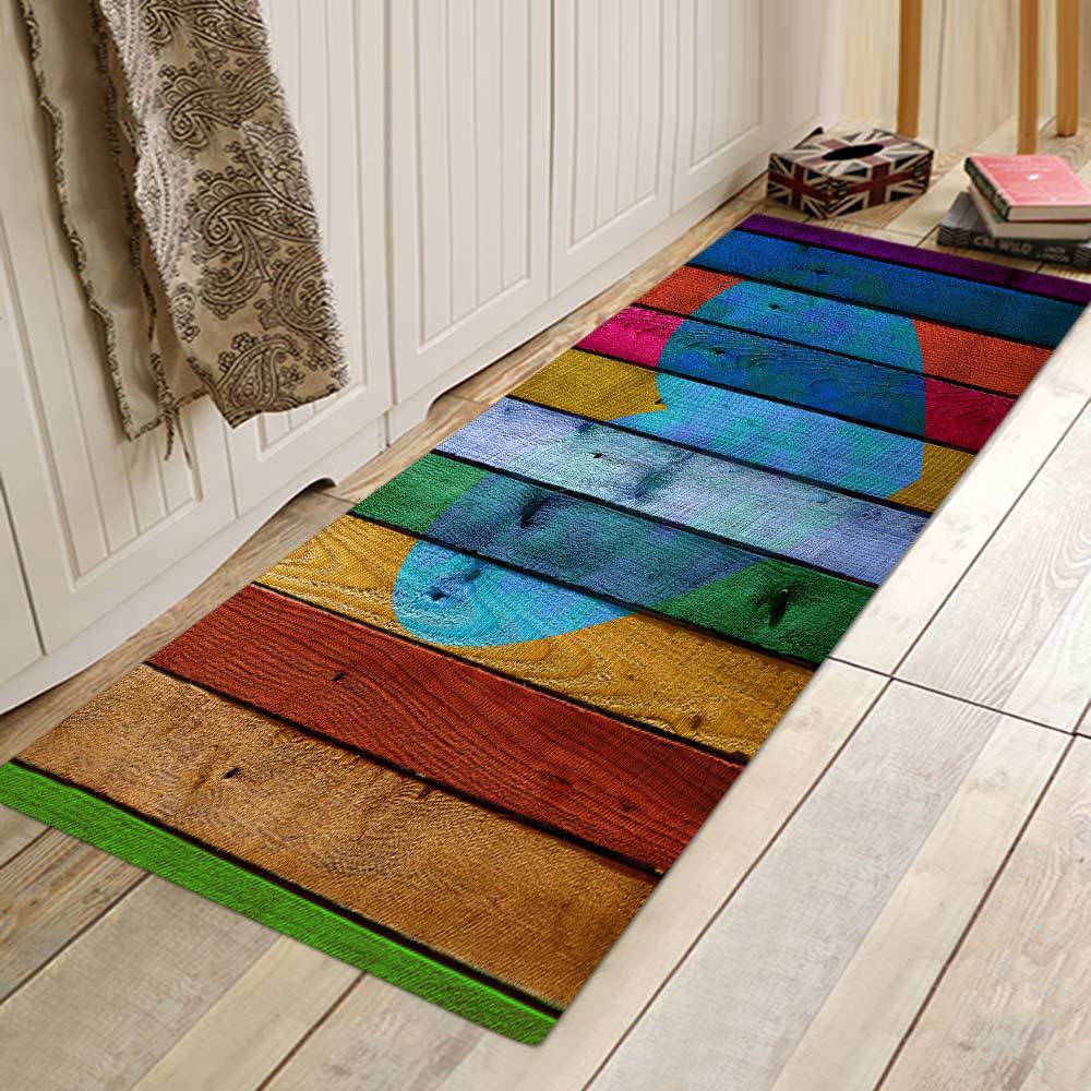 Kitchen Mat Bedroom Living Room Carpet Entrance Doormat Home Hallway Balcony Floor Mat Wood Pattern Bathroom Anti-Slip Long Rug