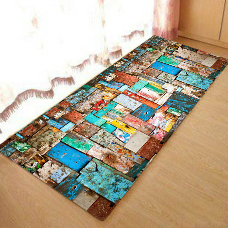 Kitchen Mat Bedroom Living Room Carpet Entrance Doormat Home Hallway Balcony Floor Mat Wood Pattern Bathroom Anti-Slip Long Rug