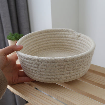 Cotton Thread, Cotton And Linen, Hand-woven Storage Basket, Table Storage Box, Finishing Cosmetic Box, Cotton Swab Jewelry