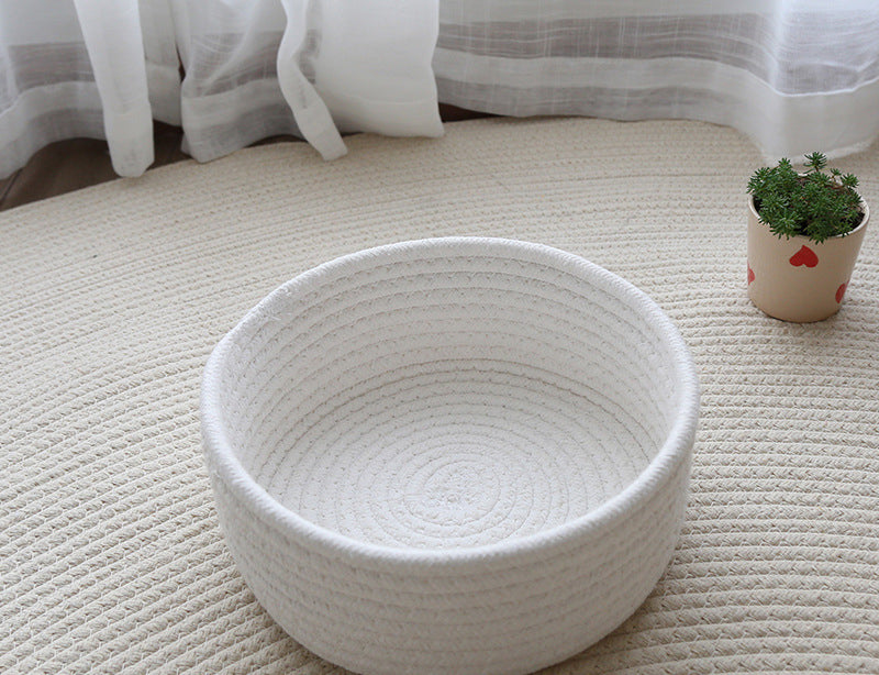 Cotton Thread, Cotton And Linen, Hand-woven Storage Basket, Table Storage Box, Finishing Cosmetic Box, Cotton Swab Jewelry