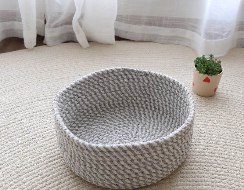 Cotton Thread, Cotton And Linen, Hand-woven Storage Basket, Table Storage Box, Finishing Cosmetic Box, Cotton Swab Jewelry