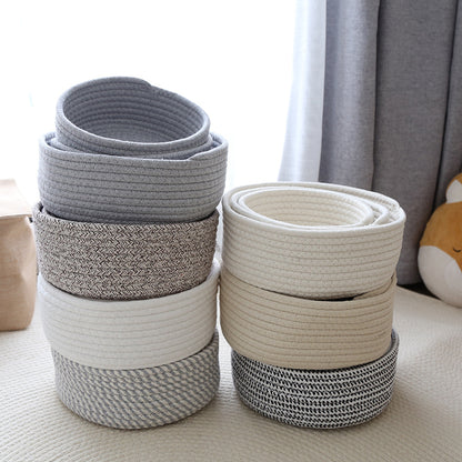 Cotton Thread, Cotton And Linen, Hand-woven Storage Basket, Table Storage Box, Finishing Cosmetic Box, Cotton Swab Jewelry