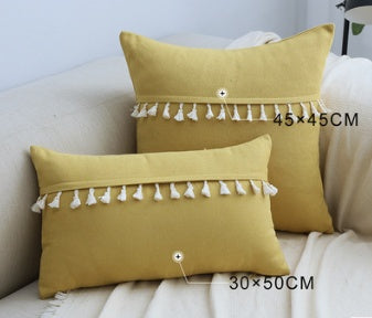 Home Furnishing Lace Tassel Flannel Throw Pillow Sofa Home Office Cushion Cover