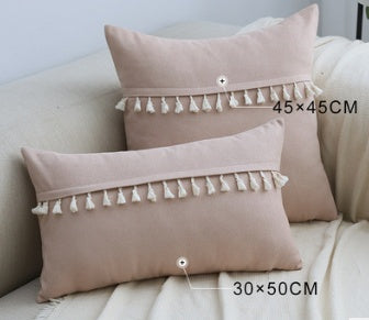 Home Furnishing Lace Tassel Flannel Throw Pillow Sofa Home Office Cushion Cover