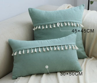 Home Furnishing Lace Tassel Flannel Throw Pillow Sofa Home Office Cushion Cover